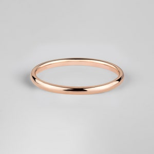 14k Rose Gold Band (2mm) / Classic Dome / Polished / Comfort Fit / Men's Women's Wedding Ring / Thin Simple Plain Band