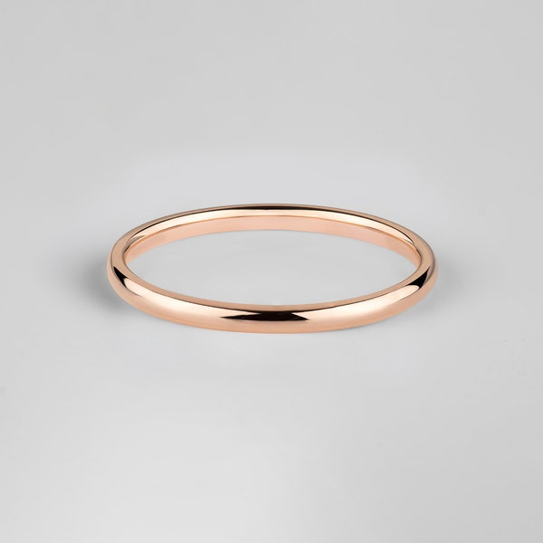 Cinturino in oro rosa 18k (2mm) / Cupola classica / Lucido / Comfort Fit / Fede nuziale da donna uomo / Simple Plain Band