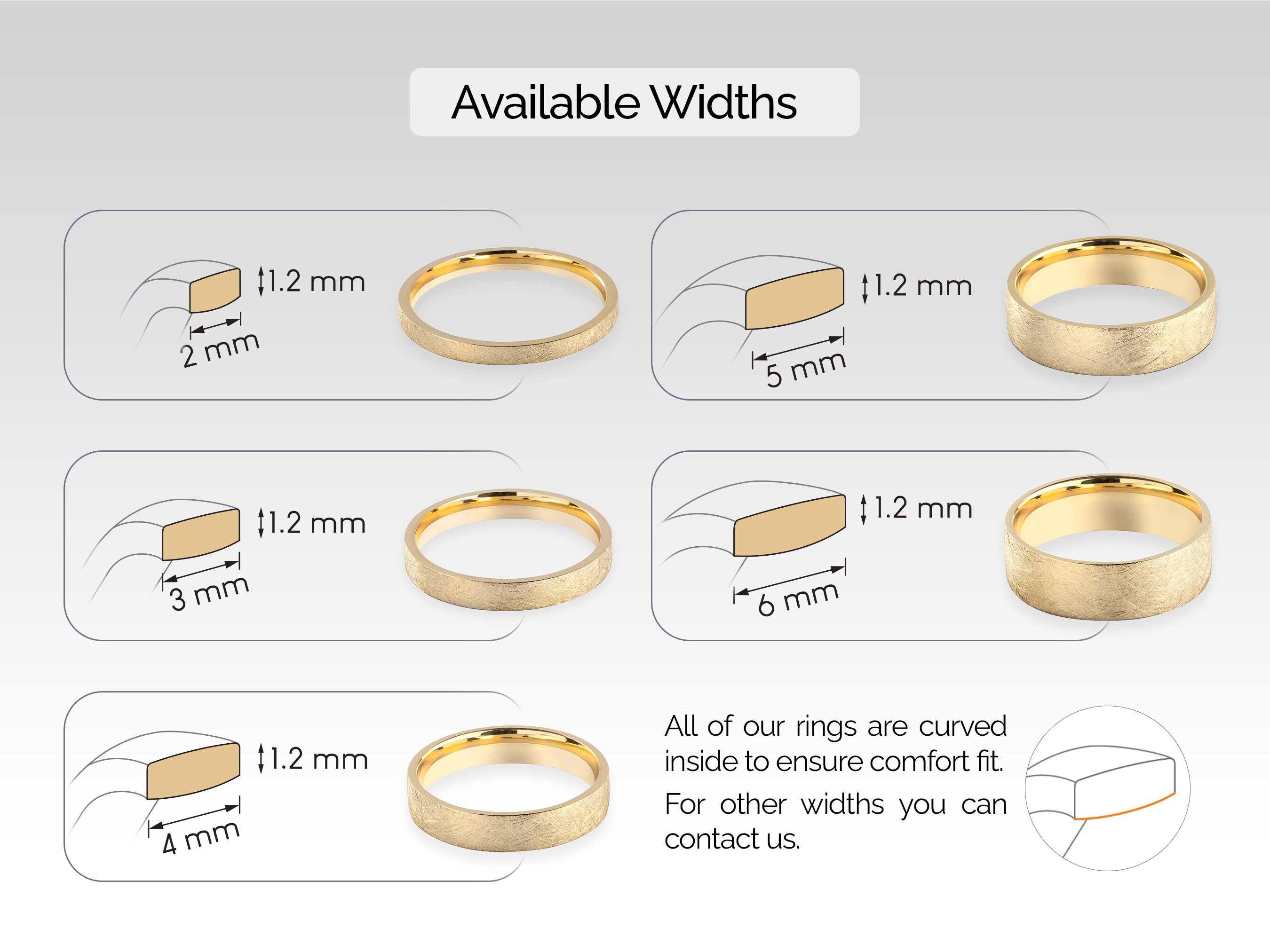 6mm Flat Gold Band ICE MATTE FINISH / Comfort Fit / 10k 14k | Etsy