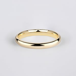 14k Yellow Gold Band (3mm) / Classic Dome / Polished / Comfort Fit / Men&#39;s Women&#39;s Wedding Ring / Simple Plain Band