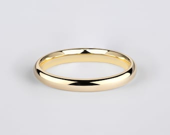 14k Yellow Gold Band (3mm) / Classic Dome / Polished / Comfort Fit / Men's Women's Wedding Ring / Simple Plain Band