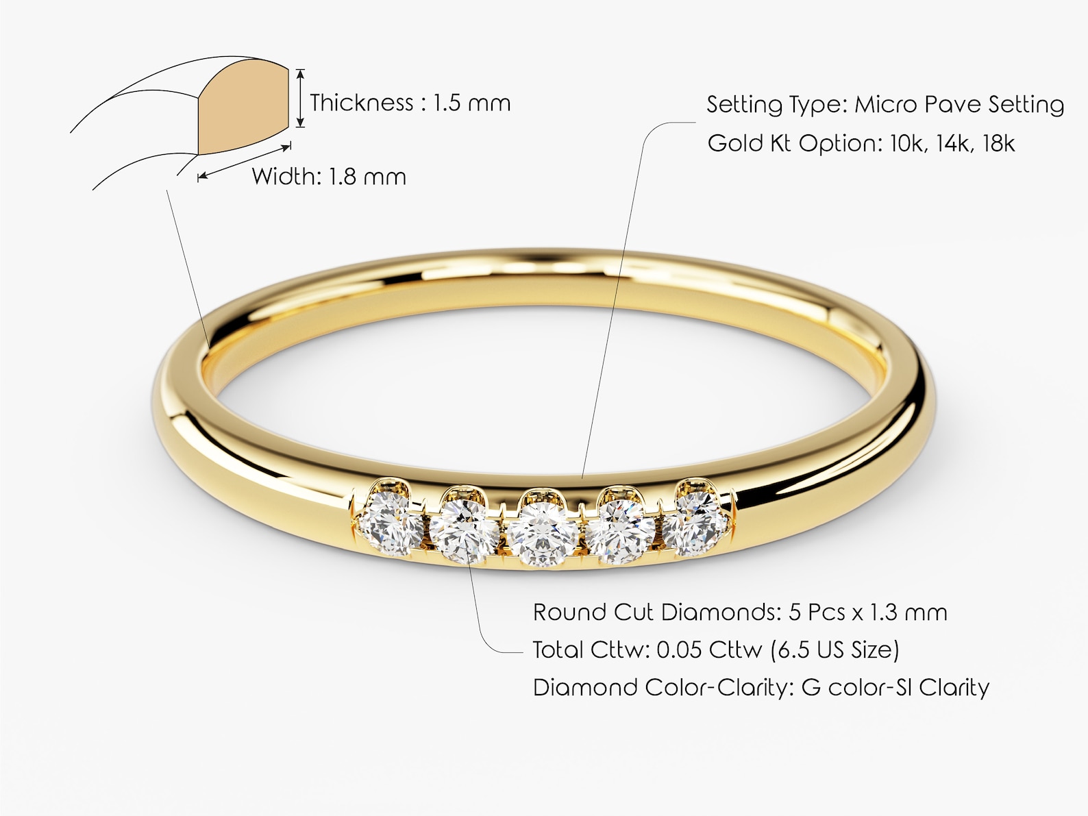 Minimalist Diamond Ring / 14k Solid Gold Diamond Wedding Band - Etsy