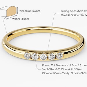 Minimalist Diamond Ring / 14k Solid Gold Diamond Wedding Band for Women ...