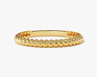 Gold Vermeil Twist Rope Ring / Braided Band for Women /Ring in 2mm 3mm 4mm