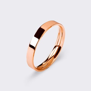 14k Flat Rose Gold Band (2mm) / Polished / Comfort Fit / Men's Women's Wedding Ring / Thin Simple Flat Band / Solid Gold Wedding Band