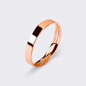 14k Flat Rose Gold Band (2mm) / Polished / Comfort Fit / Men&#39;s Women&#39;s Wedding Ring / Thin Simple Flat Band / Solid Gold Wedding Band
