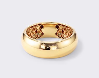 18k Gold Weightless Dome Wedding Band • Airweight Dome Comfort Fit Ring