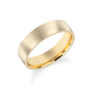 5mm Flat Solid Gold Band - MATTE BRUSHED / 10k 14k 18k Wedding Bands for Women / Yellow Gold, White Gold, Rose Gold Ring / Comfort Fit
