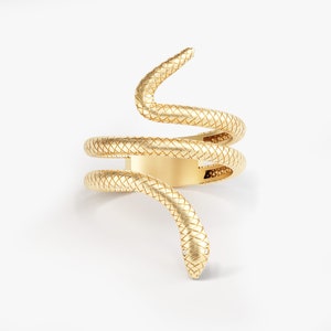 Snake Ring / 14k Solid Gold Snake Ring with Diamond Eyes / Statement Rings for Women / Dainty Serpent Ring / Wraparound Snake Ring Hers