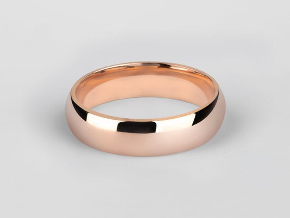 Rose Gold Wedding Band: Classic 5mm Dome, Polished Finish