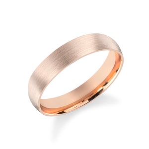 14k Matt Rose Gold Band / CLASSIC DOME / Gebürsteter Ring / Comfort Fit / Herren Frauen Ehering / Schlichter Ehering