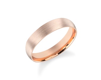 14k Matte Rose Gold Band / CLASSIC DOME / Brushed Ring / Comfort Fit / Men's Women's Wedding Band / Simple Wedding Ring His and Hers