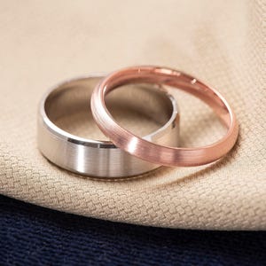 Wedding Band: 6mm Matte Beveled Gold - Solid Comfort Fit image 4