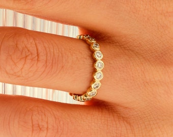 Diamond Bezel Eternity Band (0.57ct) / 14k Full Eternity Diamond Wedding Ring for Women / Bezel Set Stacking Ring / Genuine Natural Diamonds