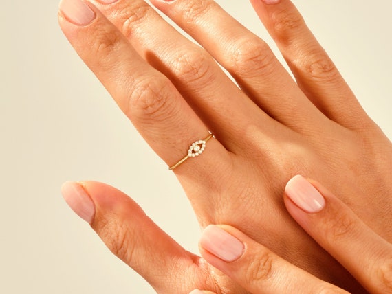 Buy Glamlife Anti Tarnish Evil Eye Ring V Shaped Open Adjustable Ring For  Women and Girls (Gold) at Amazon.in