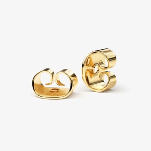 14k Gold Dome Hoop Earrings / Solid Gold Earrings For Women / 18k Gold Hoop Earrings / Polished Dome Huggie Earrings / Chunky Hoop Earrings image 7