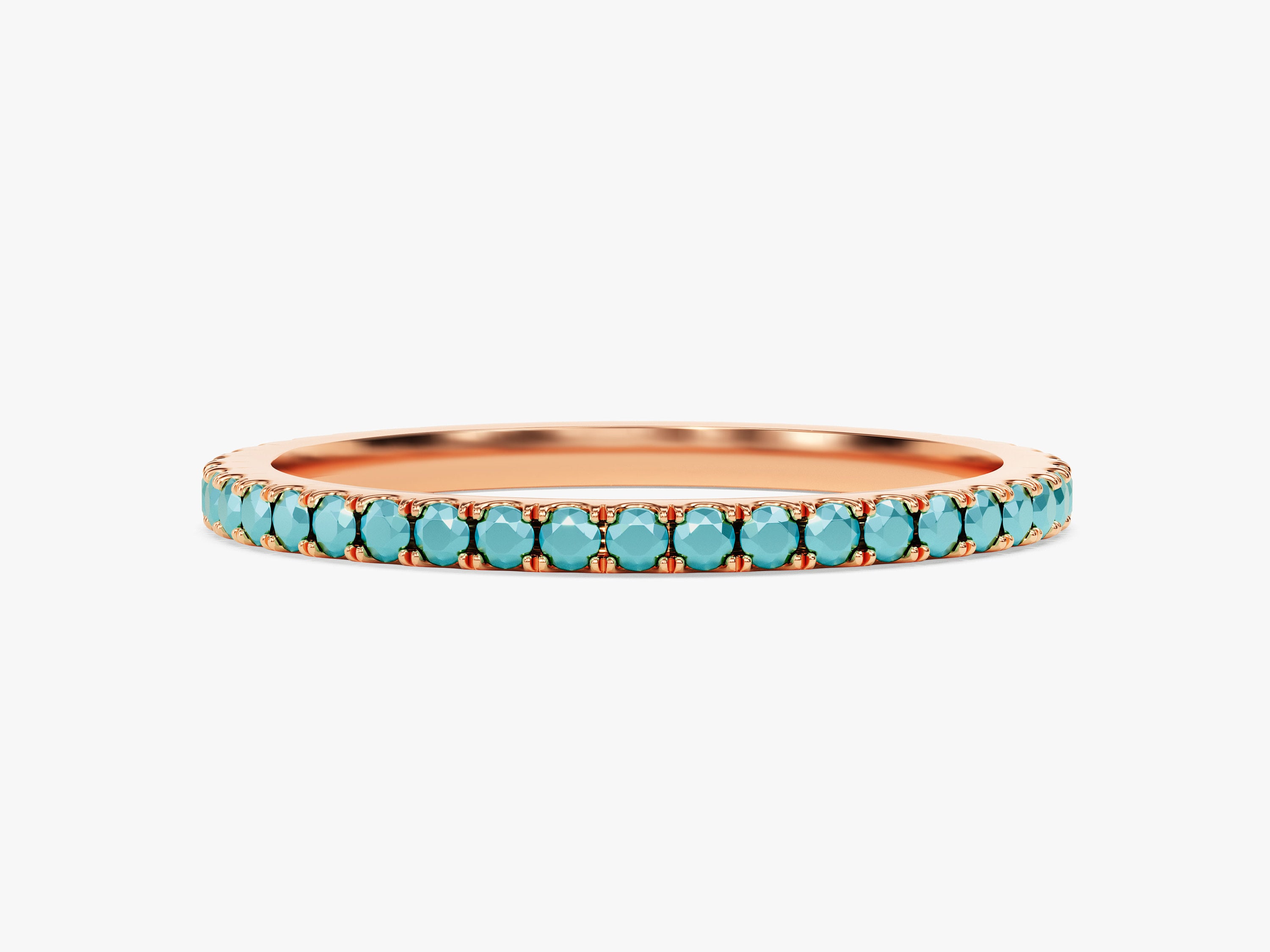 14k Gold Turquoise Wedding Band / Solid Gold Full Eternity - Etsy