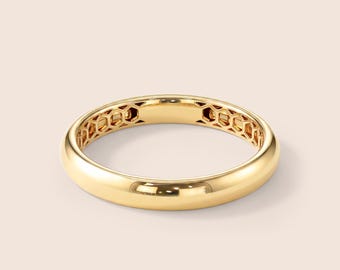 14k Solid Gold Ultralight Domed Wedding Band • Airweight Dome Comfort Fit Ring