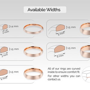 14k Matte Rose Gold Band / CLASSIC DOME / Brushed Ring / - Etsy
