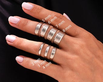 Platinum Wedding Band, Beveled Matte Ring for Men and Women, 2mm to 8mm
