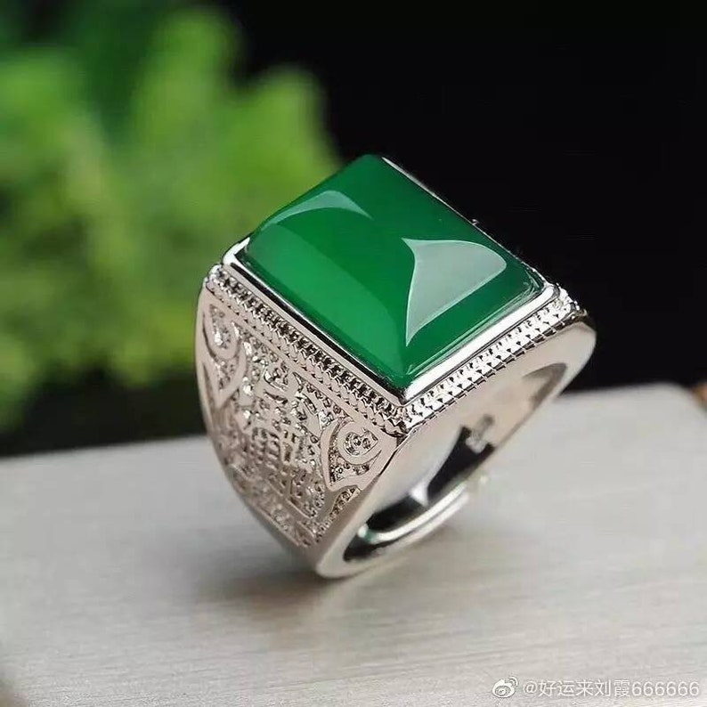 Jade Mens Ring Nephrite Jade Ring Jade Silver Ring Jade Etsy