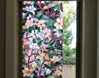 Bylimbo Decor Magnolia Floral Window Film Stained Glass Etsy
