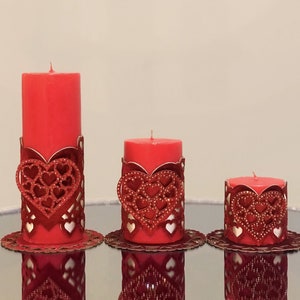 Sevgi Candle Set, Elegant & Luxurious Handmade Decorative Candles, Set of 3 Candles and Coasters
