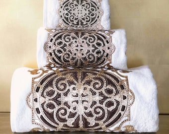 Ruya Towel Set | Elegant Luxury Decorative Designer Towels | Stylish Bathroom & Spa Towel Set | Organic Bamboo Turkish Towels
