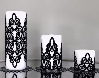 Sena Candle Set, Elegant & Luxurious Handmade Decorative Candles, Set of 3 Candles and Coasters