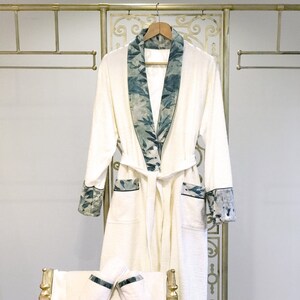 Lyla Turquoise Bathrobe (Her), Elegant & Luxurious Organic Bamboo Turkish Bathrobe, Super Soft Plush Handmade Robe, Lounge Dressing Gown