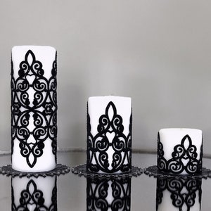 Sena Candle Set, Elegant & Luxurious Handmade Decorative Candles, Set of 3 Candles and Coasters