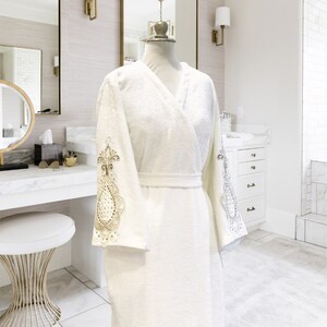 Damla Bathrobe, Elegant & Luxurious Organic Bamboo Turkish Bathrobe, Super Soft Plush Handmade Robe, Lounge Dressing Gown
