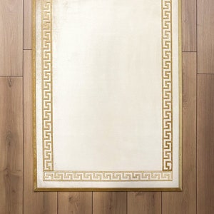 Anka Rectangular Greek Pattern Rug Anti-Slip Floor Mats Carpets for Living Room, Entryway, Bathroom, Lounge, Non-Slip Mat Area Rugs