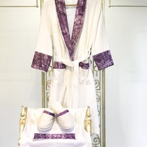 Ela Amethyst Bathrobe (Her), Elegant & Luxurious Organic Bamboo Turkish Bathrobe, Super Soft Plush Handmade Robe, Lounge Dressing Gown