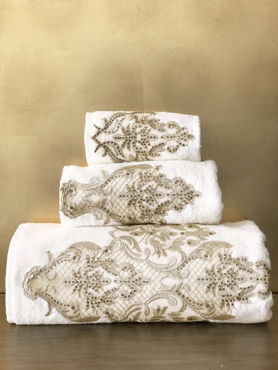 Ece Towel Set Elegant Luxury Decorative Towels Embroidery Towels Bath Towel Set Stylish Spa Towels Organic Bamboo Turkish Towels Etsy