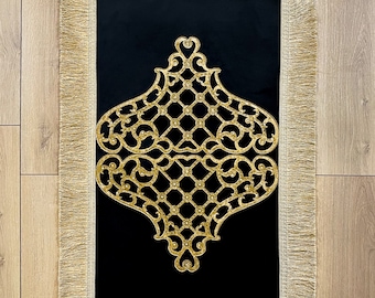 Mihrace Rug: Handmade Velvet Turkish Anti-Slip Mat with Rhinestones
