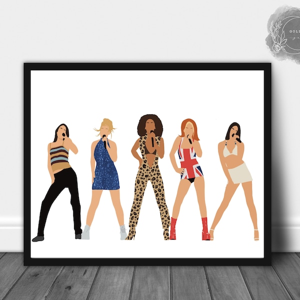 Spice Girls Inspired Iconic Print | Home Decor, Wall Art, Music Poster, 90s retro, Music Artwork