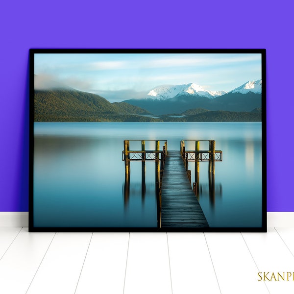 Landscape photography, Lake TeAnau New Zealand, Lake Photo, Printable Wall Decor, Instant Download, Print