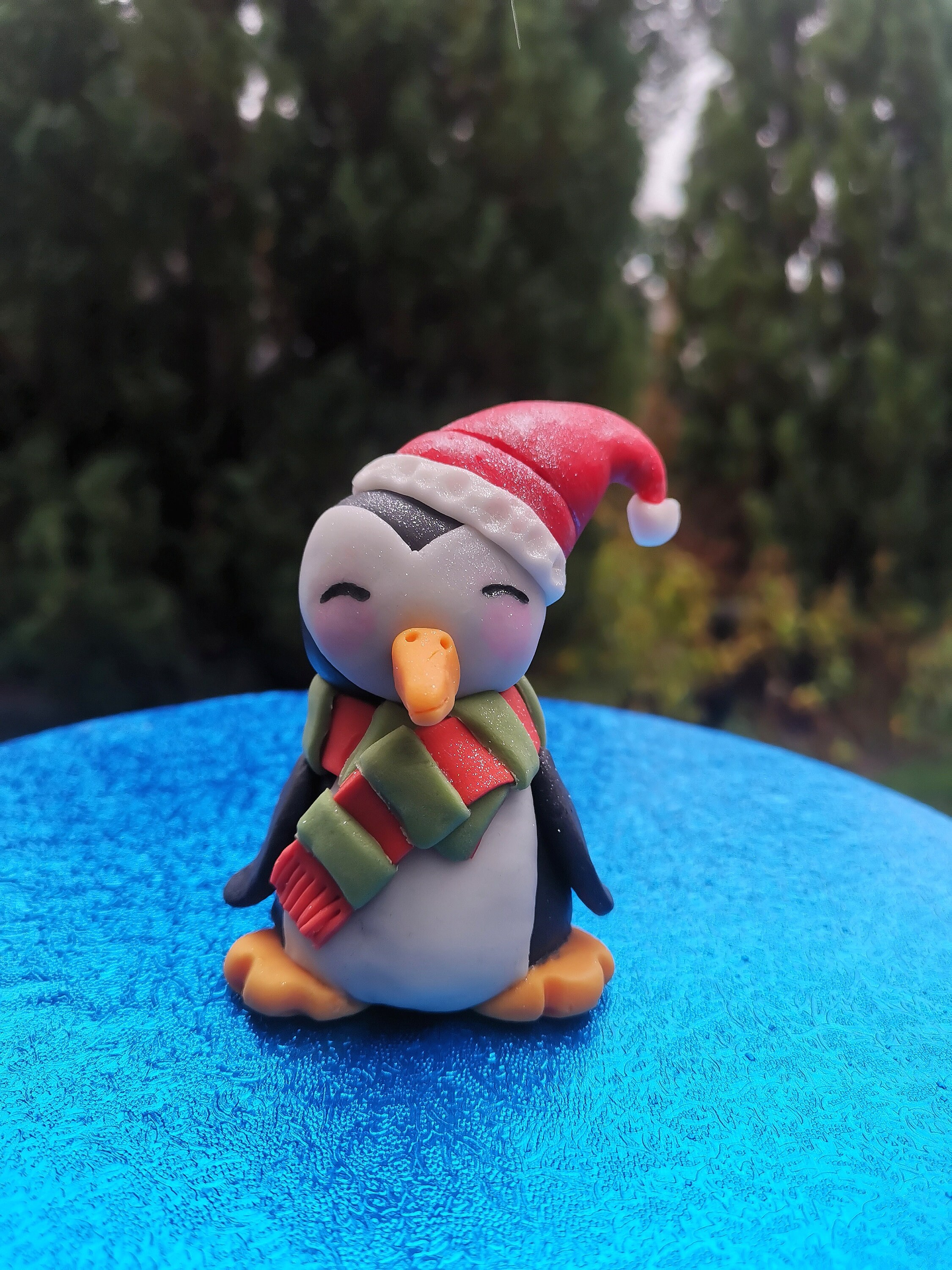 Edible handmade Christmas Penguin cake topper | Etsy