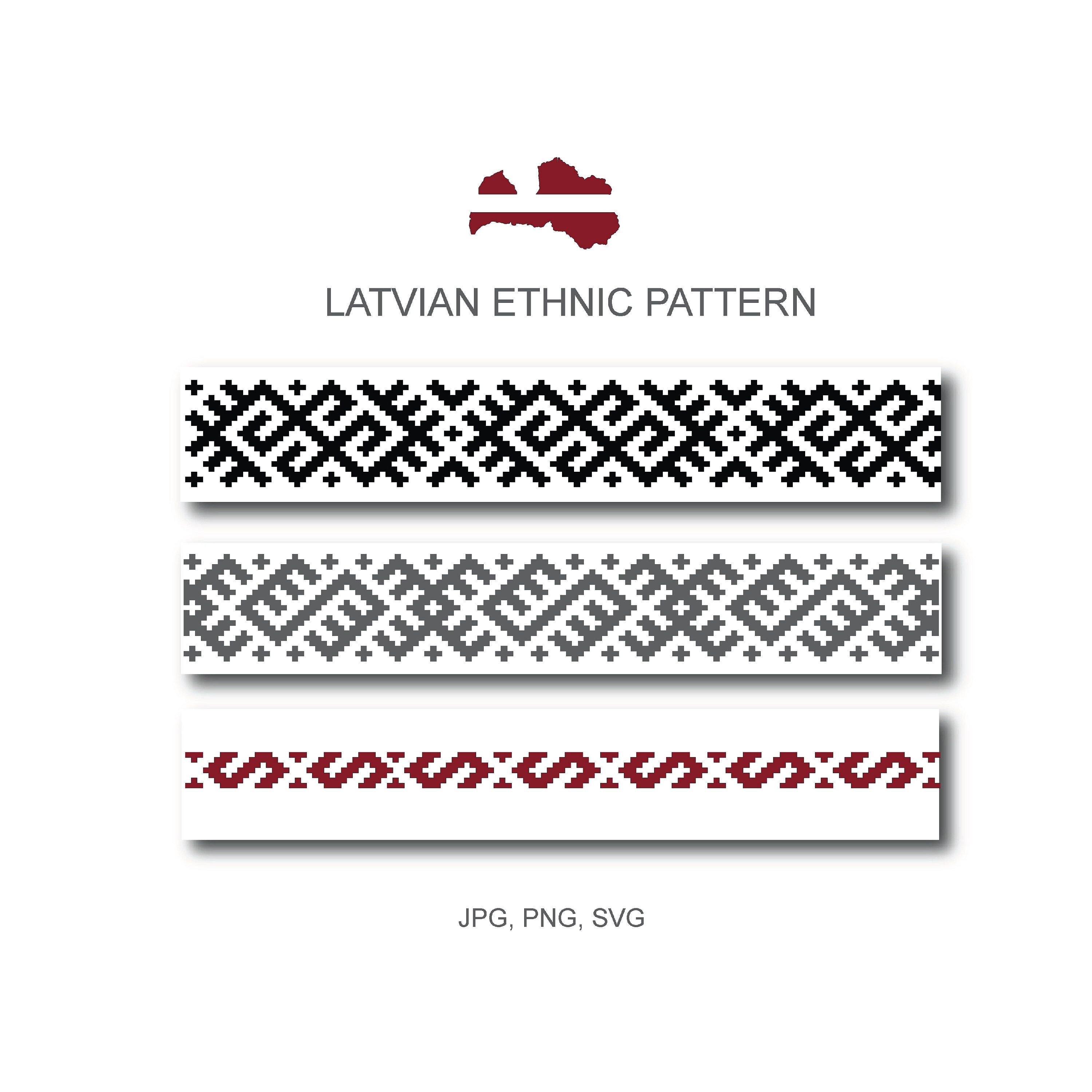 Latvian Ethnic Symbol Pattern, Latvian Symbols, Ethnic Geometric Signs