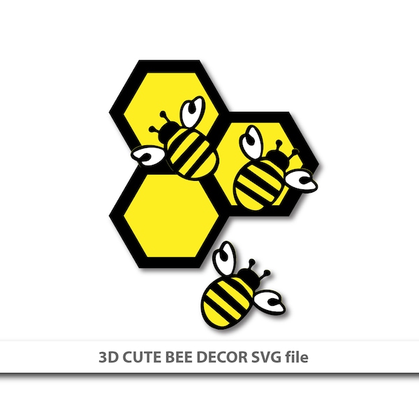 Cute Bee Honeycomb SVG Cut File for 3D Paper Crafting. Ideal for Wall Art, Baby Shower or Party Decoration and more.