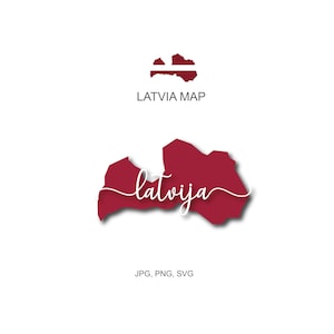 Lettonie SVG, Patriotic SVG, Carte de la Lettonie, Digital Download Cricut, Silhouette, ScannCut (inclut les formats svg/png/jpg)