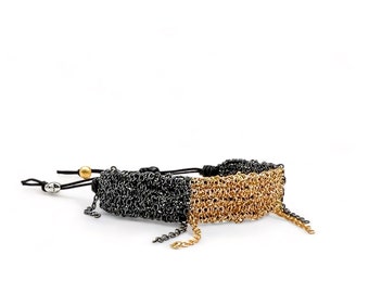 Black Chain Bracelet for Women, Party Accessories, Minimalist Adjustable Armband, Stainless Steel Chain Cuff, Matching Bracelet, BFF Gift
