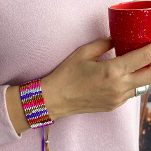 Scarlet Colours Cuff for Women, Stylish Adjustable Bracelet, Handwoven Bracelet, Fashion Accessory, Summer Bracelet, Valentines Gift