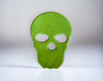 Green Ceramic Brooch, Statement Wearable Art Piece, Handmade Costume Jewellery, Stylish Pin, Unique Gift for Him/Her