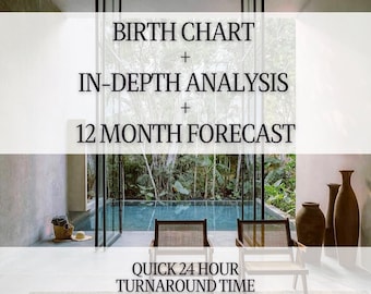 Astrology: Natal Birth Chart + In Depth Analysis + 12 Month Predictions/Forecast Bundle