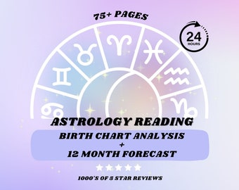 Astrology: Natal Birth Chart + In Depth Analysis + 12 Month Predictions/Forecast Bundle