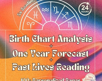 Astrology Reading Birth Chart Report + Past Lives Reading & 1 Year Forecast, Natal Chart Reading, Birth Chart Analysis, In-Depth Astrology