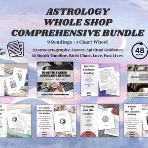 Astrology Reading Comprehensive Bundle: Birth Chart, Past Lives, Astrocartography, Love, Career, Timeline, Chiron Asteroids, Report 10 Pack