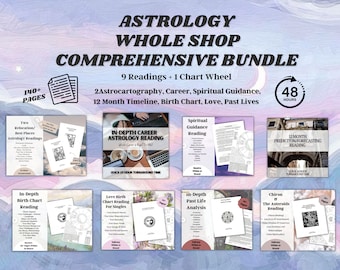 Astrology Reading Comprehensive Bundle: Birth Chart, Past Lives, Astrocartography, Love, Career, Timeline, Chiron Asteroids, Report 10 Pack